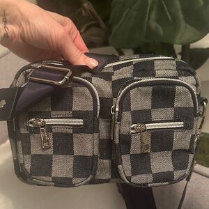Madden Girl Checkered Denim Crossbody Bag / new!